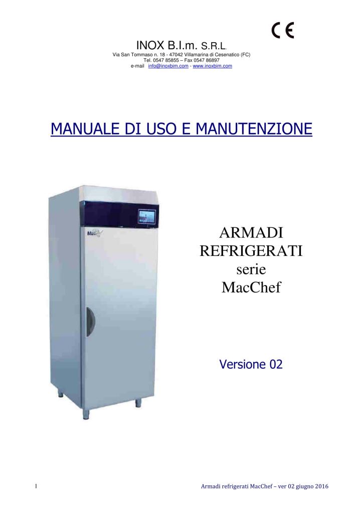 Manuale d'uso Armadi refrigerati A Class Mac Chef - Inoxbim