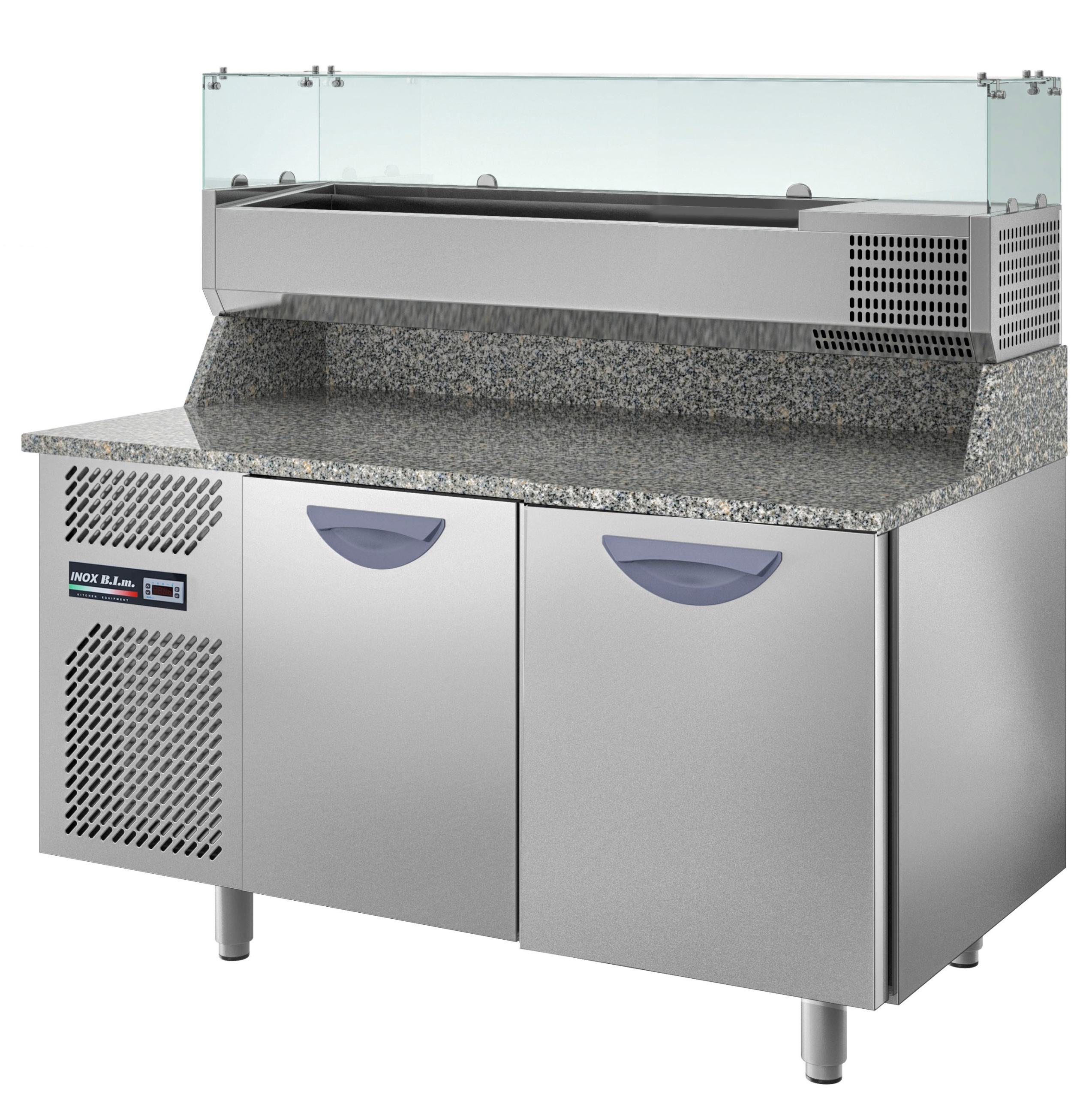 Composizione Pizzeria 2 porte con Vetrina 1/4 GN - Inoxbim